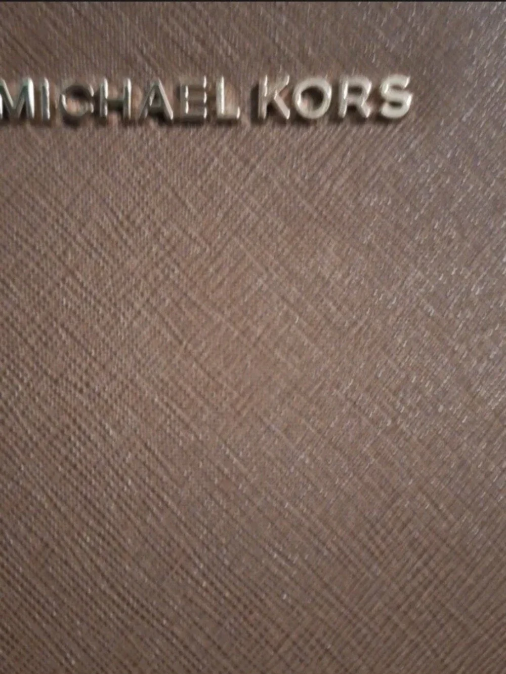 Michael Kors Cognac Leather Saffiano Tote with MK Charm - Picture 3 of 6